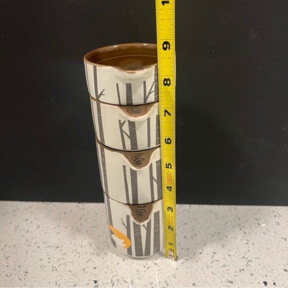 KITSCH’N GLAM Stackable Fox Birch Trees Themed Measuring Cups Set of 4 - Picture 4 of 15